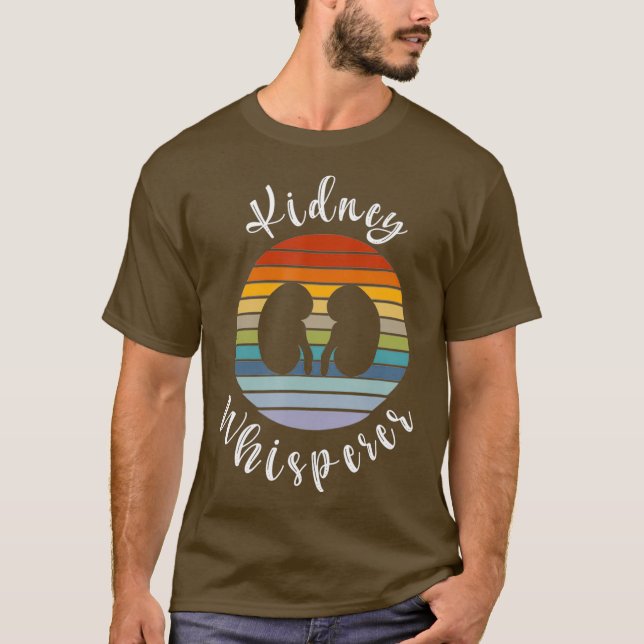 Camiseta Diálisis retro Regalos a pacientes Riñón Whisperer (Anverso)