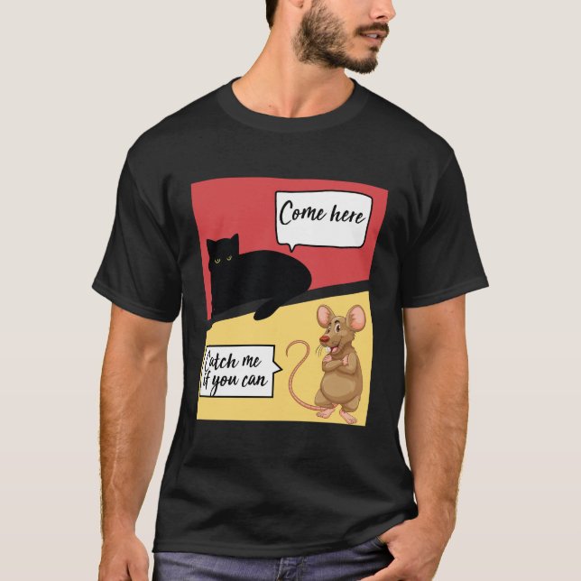 Camiseta Dialogo divertido entre un gato y un ratón (Anverso)