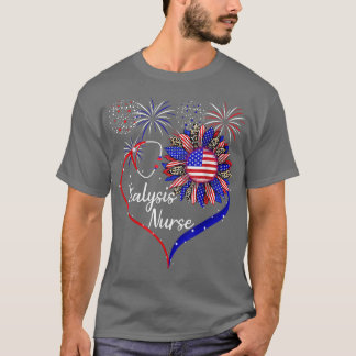 Camiseta Dialysis Nurse 4th Of July American US Flag Sunflo