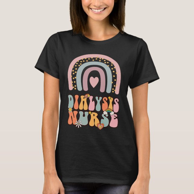 Camiseta Dialysis Nurse Nephrology Nursing Groovy Retro Rai (Anverso)