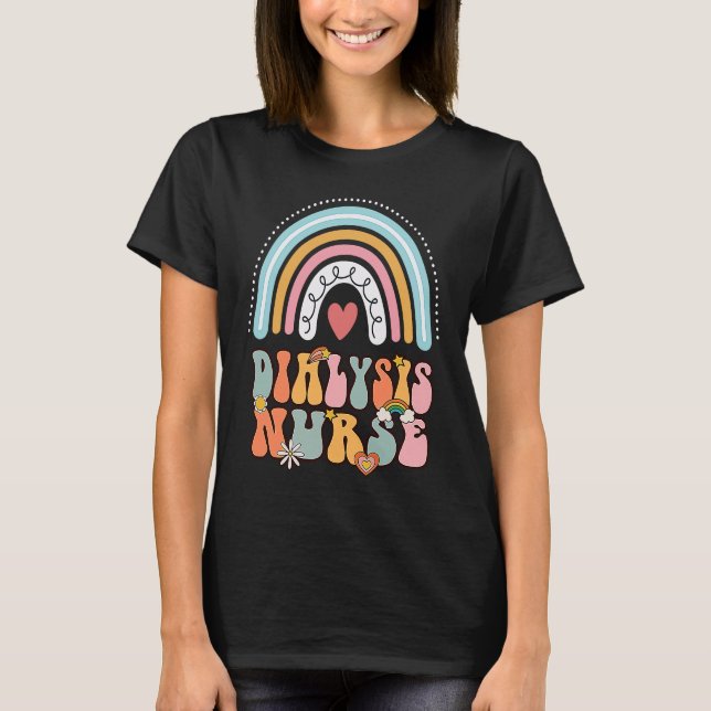 Camiseta Dialysis Nurse Nephrology Nursing Groovy Retro Rai (Anverso)