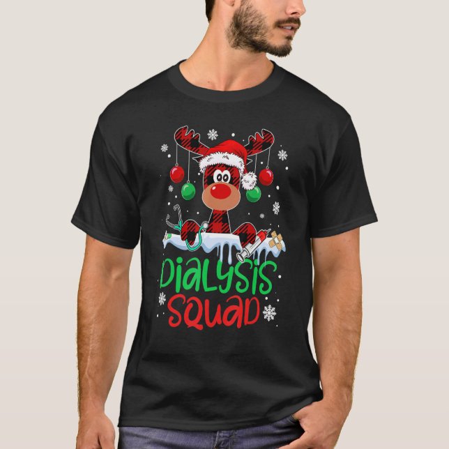 Camiseta Dialysis Squad Christmas Reindeer Nurse Matching P (Anverso)