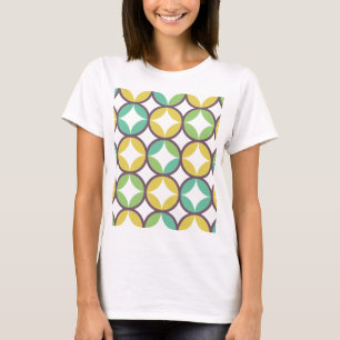 Camiseta Diamante retro en patrón circular Oro verde azul