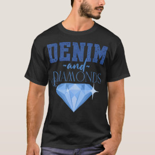 Camiseta Diamantes de tela denim Jeans delgados