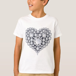 Camiseta Diamantes en gemas de corazón negro