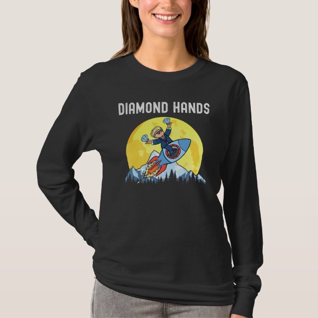 Camiseta Diamond Hands Wallstreetbets Amc To The Moon Meme (Anverso)