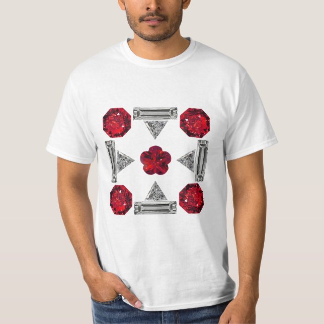 Camiseta Diamond Ruby Gemstone Art, Rojo (Anverso)