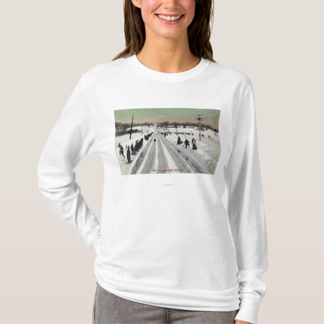 Camiseta Diapositiva ViewMontreal, Canadá del trineo largo (Anverso)