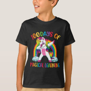 Camiseta Días De Aprendizaje Mágico Dabbing Unicornio Chica