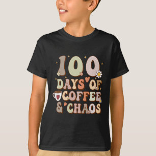 Camiseta Días De Café Y Caos 100° Día De Enseñanza Escolar