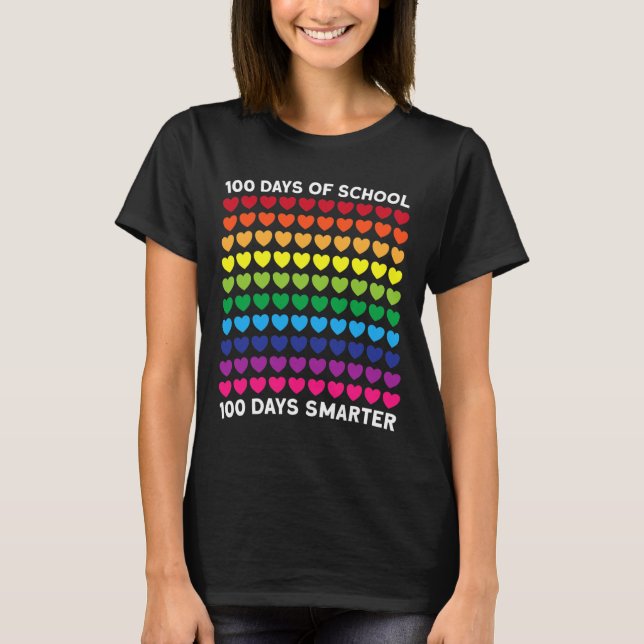 Camiseta Días De Escuela 100 Días Más Inteligentes Corazón  (Anverso)