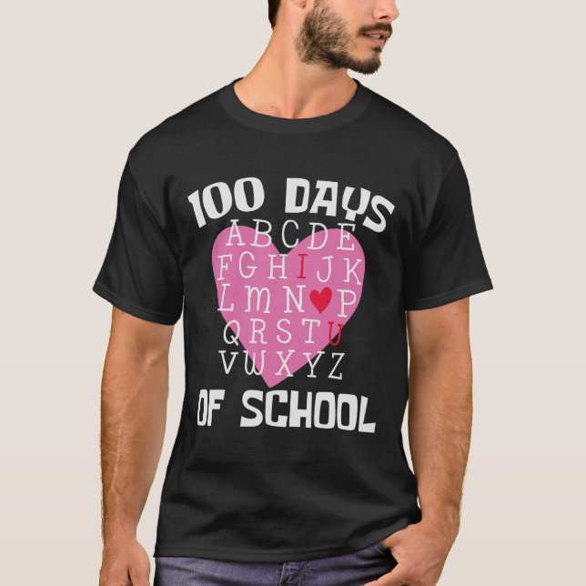 Camiseta Días de escuela Alfabeto 100 días estudiante de do (Anverso)