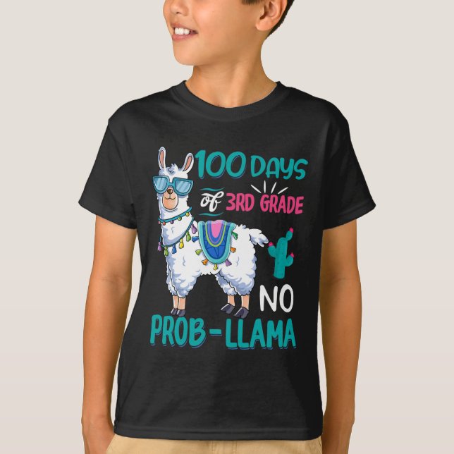 Camiseta Días De Escuela Sin Probllama Llama Tercer Grado D (Anverso)