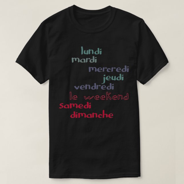 Camiseta Días de la semana en francés (Diseño del anverso)