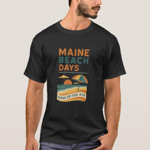 Camiseta Días de Playa Maine Océano Atardecer Rela