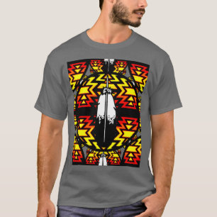 Camiseta Días de plumas de color negro redondo nativo ameri