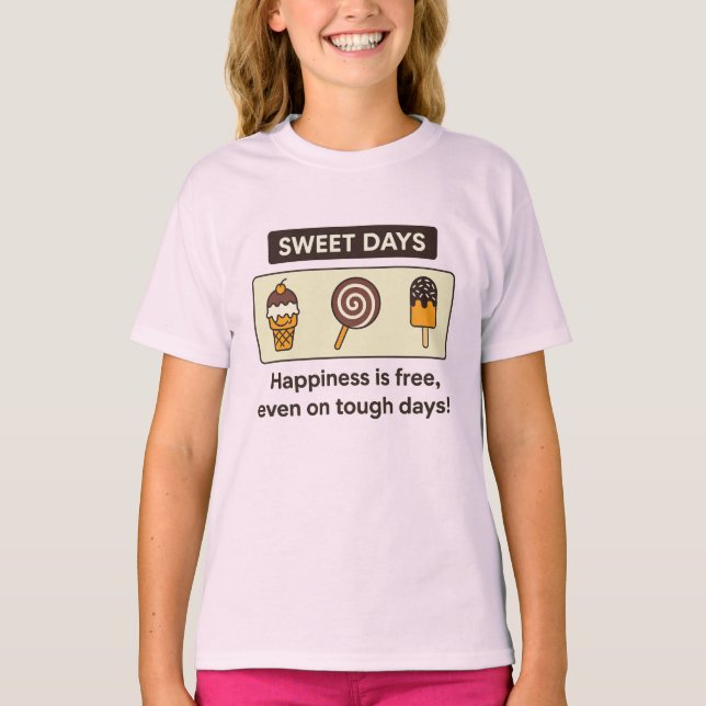 Camiseta Días dulces - Crema de hielo y niños con caramelos (Anverso)