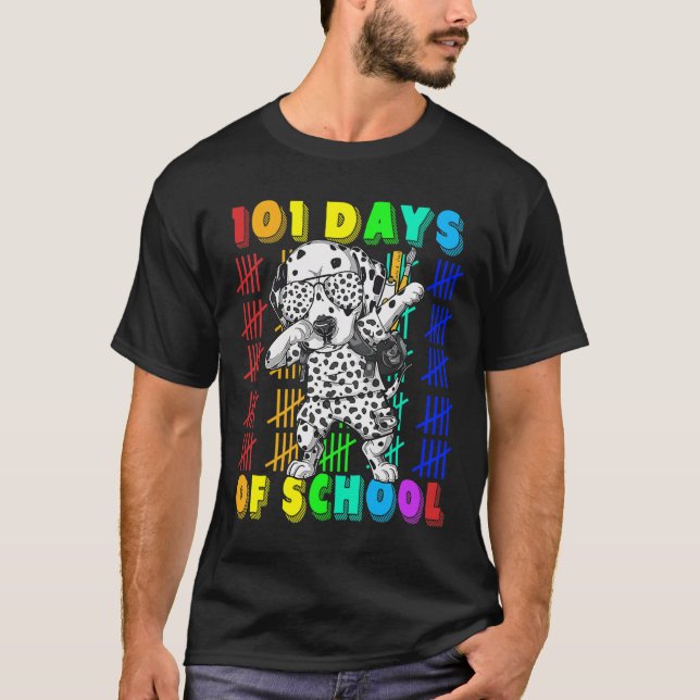 Camiseta Días Escolares De Perro Dalmatiano 100 Días De Edu (Anverso)
