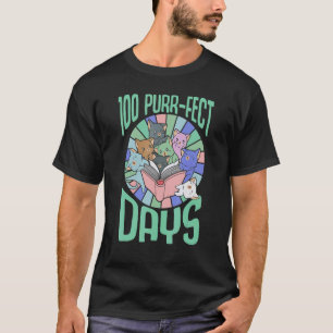 Camiseta Días Retro 100 Perfectos Gatos 100 Días De Escuela