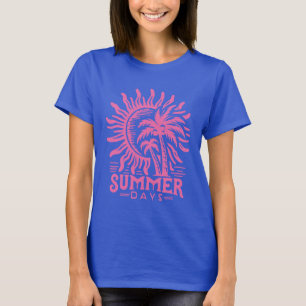 Camiseta Días Rosados de Verano – Palma Tropical y Sol
