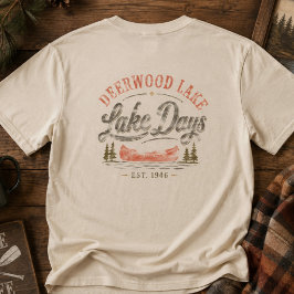 Camiseta Días Rústicos de Lago Vintage Ciervo Madera Lago C