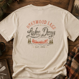 Camiseta Días Rústicos de Lago Vintage Ciervo Madera Lago C