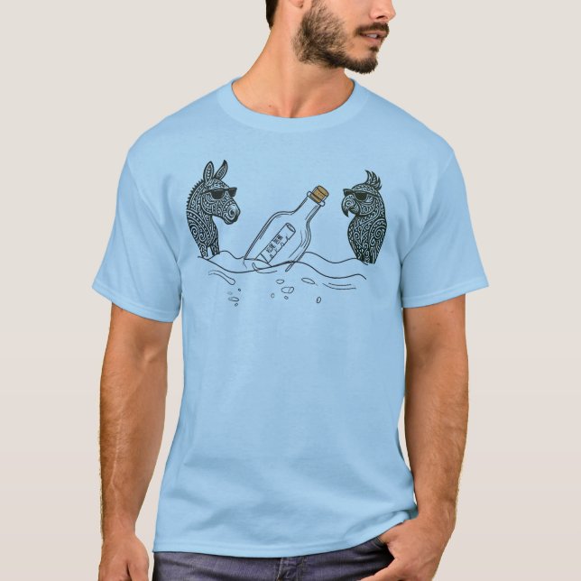 Camiseta Dibs & Parrot with a spirits bottle T-Shirt (Anverso)