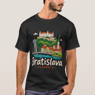 Camiseta Dibujado a mano Bratislava Eslovaquia Arte de viaj
