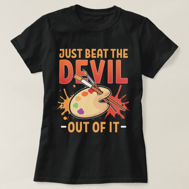 Camiseta Dibujante artista golpea al diablo con esto (Diseño del anverso)