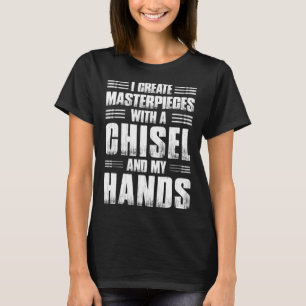 Camiseta Dibujar a papá Crafter Chisel de madera en manos