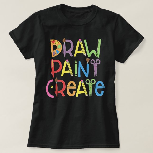 Camiseta Dibujar Pintura Crear Artista Funny Art Teacher Id (Diseño del anverso)