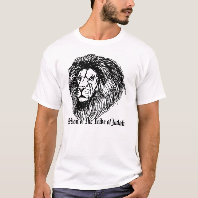 Camiseta dibuje a lápiz el león, el león de la tribu de (Anverso)