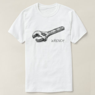 Camiseta dibujo a lápiz de llave inglesa