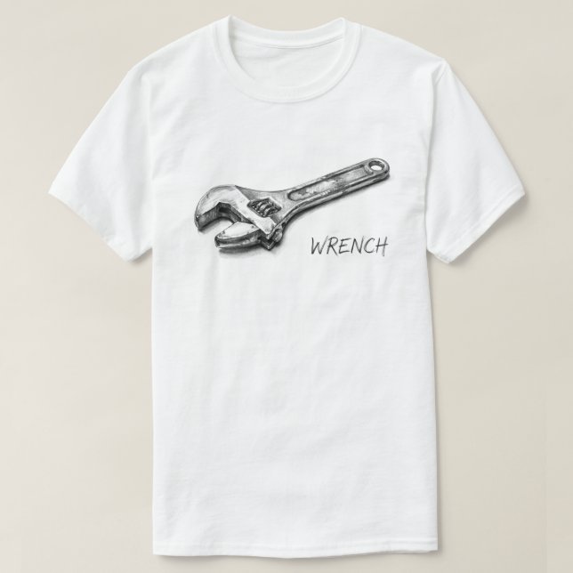 Camiseta dibujo a lápiz de llave inglesa (Diseño del anverso)
