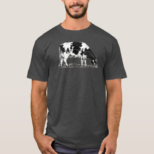 Camiseta Dibujo a lápiz de vaca Holstein pastando de vaca l