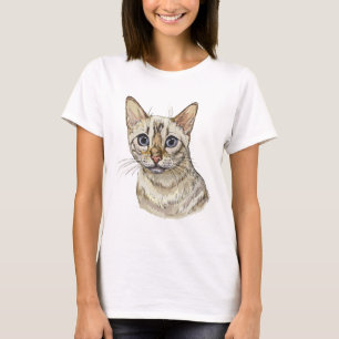 Camiseta Dibujo a mano de gato bengala de nieve divertido