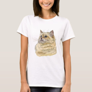 Camiseta Dibujo a mano de gato Ragdoll divertido y esponjos