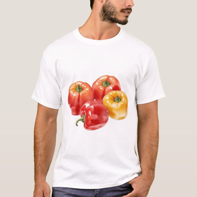 Camiseta Dibujo acuarela de cuatro frutas paprika (Anverso)