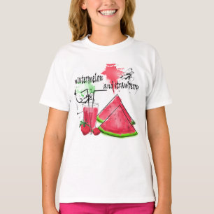 Camiseta Dibujo acuarela de sandía y fresas