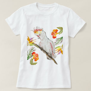 Camiseta Dibujo acuarela de un loro de cacatúa