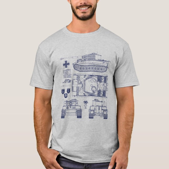 Camiseta Dibujo alemán del tanque del tigre 1 (Anverso)