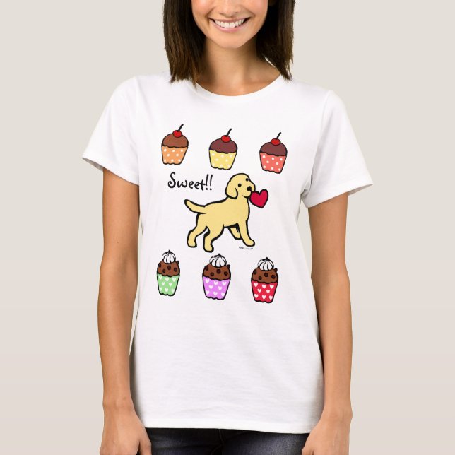 Camiseta Dibujo animado amarillo del corazón del perrito (Anverso)
