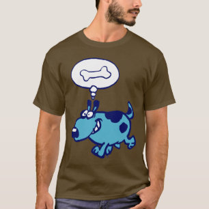 Camiseta Dibujo animado azul del perro que piensa en la