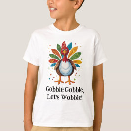 Camiseta Dibujo Animado de Acción de Gracias de Pavo Colori