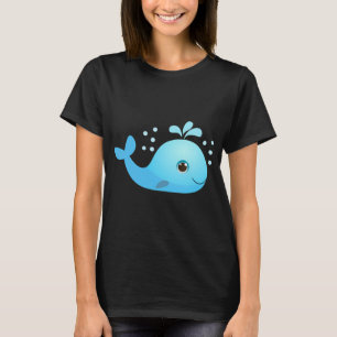Camiseta Dibujo Animado de Ballena Azul Kawaii Lindo