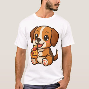 Camiseta Dibujo animado de beagle lindo amantes de pizza pi