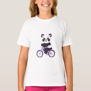 Camiseta Dibujo animado de bebé panda lindo montando bicicl