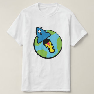 Camiseta Dibujo animado de ciencia ficción Cohete Y Planeta