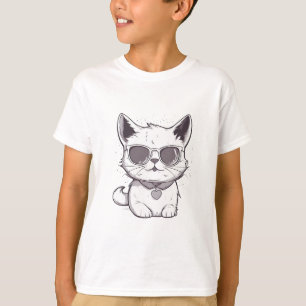 Camiseta Dibujo Animado de Gato Adorable