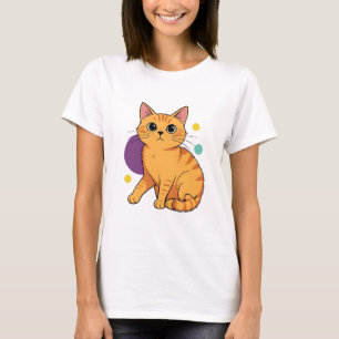 Camiseta Dibujo animado de gato atigrado naranja lindo